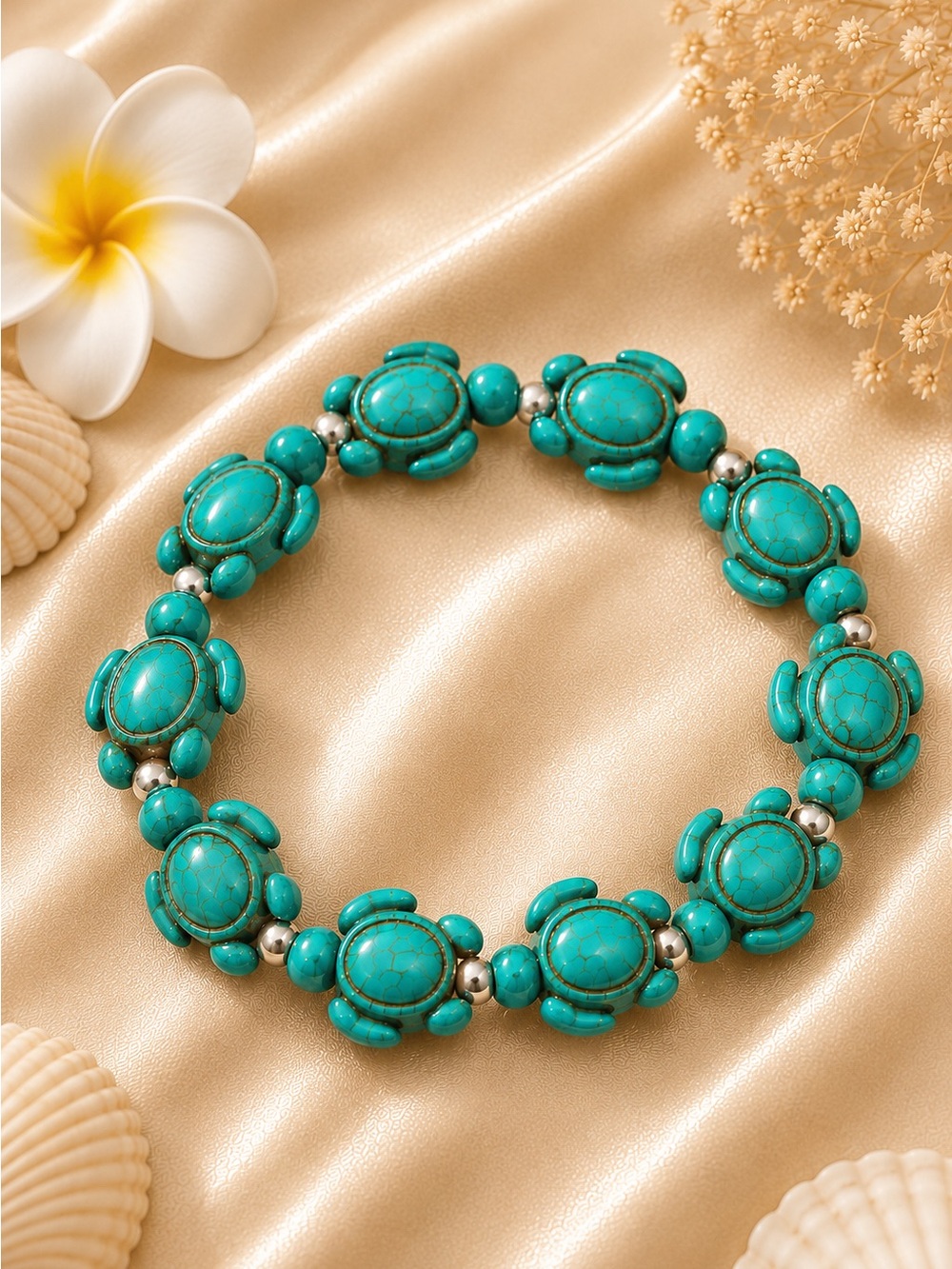 Turquoise Turtle Bead Bracelet - Women Jewelry